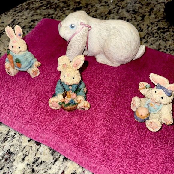 Charming Rabbit Figurine Set - Cream and Multicolor - Picture 1 of 5
